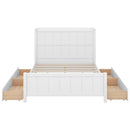 Full Size Platform Bed with Drawers and Storage Shelves, White - Supfirm