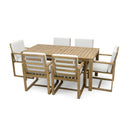 Supfirm Patio Dining Set Outdoor Dining Table and Chair Set with  and Removable Cushions for Patio, Backyard, Garden, Light Teak