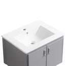 Supfirm 24' Metal Wall Mounted Bathroom Vanity with White sink,Two Metal Soft Close Cabinet Doors, Metal,Excluding faucets,Grey - Supfirm