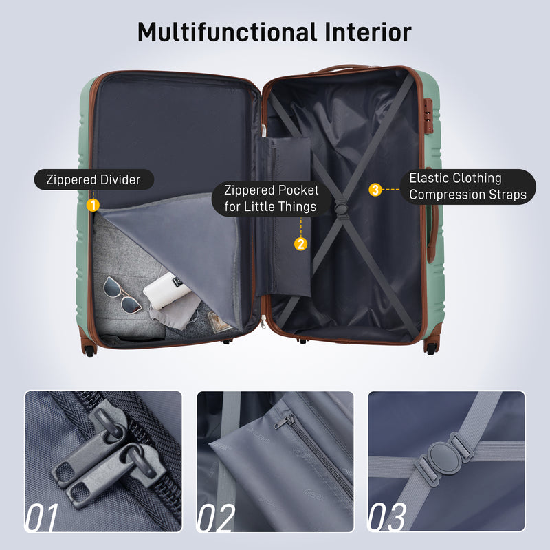 Supfirm Hardshell Luggage Sets 2Pcs + Bag Spinner Suitcase with TSA Lock Lightweight 20" + 28"