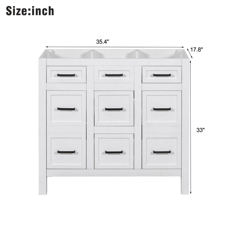 [Cabinet Only] 36" White Bathroom Vanity(Sink not included) - Supfirm