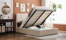 Full size Upholstered Platform bed with a Hydraulic Storage System - Beige - Supfirm