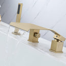 Supfirm Waterfall Roman Tub Faucet with Hand Shower High Flow Bathtub Faucet 3 Hole Widespread Tub Filler Deck Mount Solid Brass