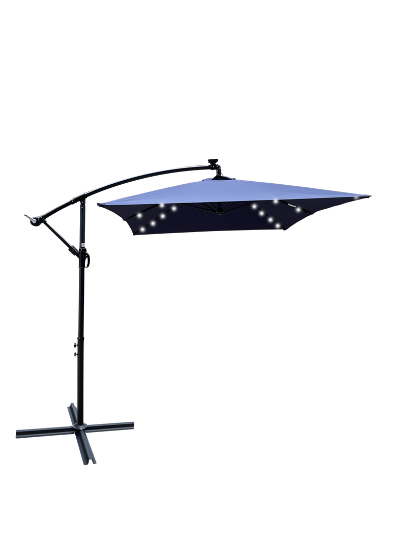 Supfirm Rectangle 2x3M Outdoor Patio Umbrella Solar Powered LED Lighted Sun Shade Market Waterproof 6 Ribs Umbrella with Crank and Cross Base for Garden Deck Backyard Pool Shade Outside Deck Swimming Pool