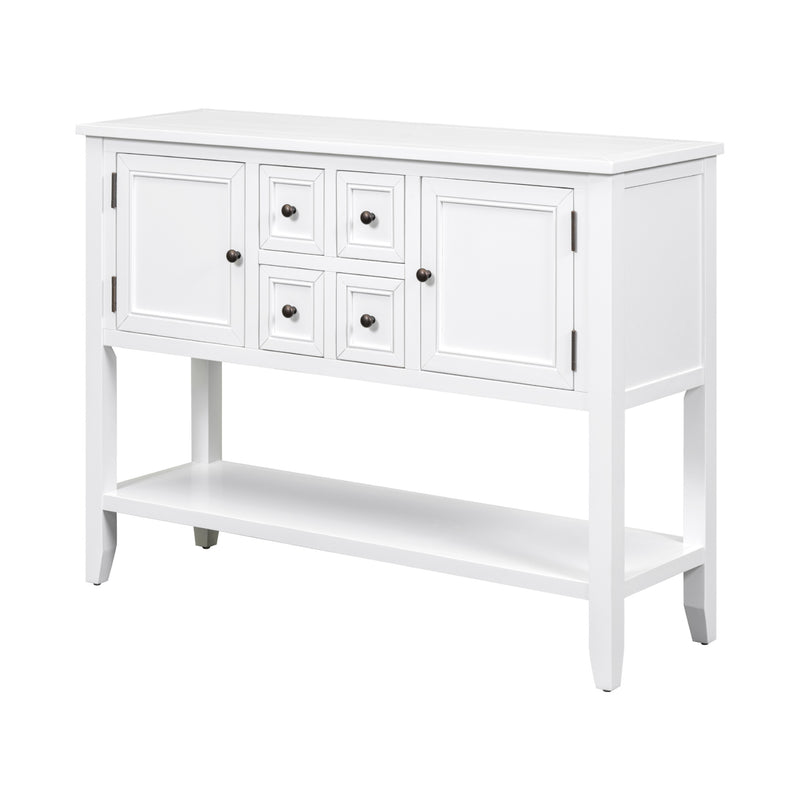 Supfirm TREXM Cambridge Series  Ample Storage Vintage Console Table with Four Small Drawers and Bottom Shelf for Living Rooms, Entrances and Kitchens (White, OLD SKU: WF190263AAA)