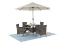 Supfirm 5-Pieces PE Rattan Wicker Patio Dining Set with Grey Cushions