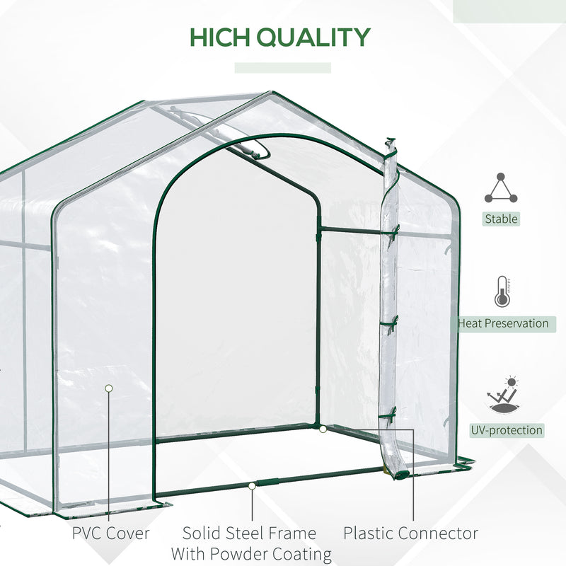 Supfirm 6' x 3' x 5' Portable Walk-in Greenhouse, PVC Cover, Steel Frame Garden Hot House, Zipper Door, Top Vent for Flowers, Vegetables, Saplings, Clear