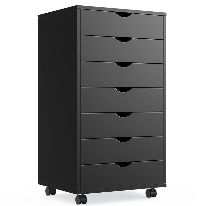 Supfirm Sweetcrispy 7 Drawer Chest - Storage Cabinets with Wheels Dressers Wood Dresser Cabinet Mobile Organizer Drawers for Office