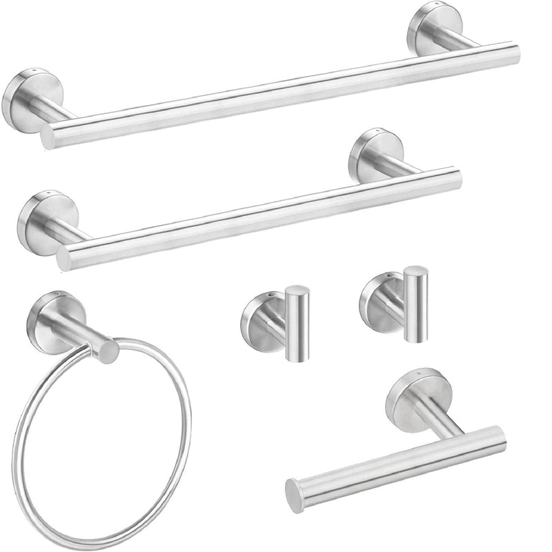 Supfirm 6 Piece Stainless Steel Bathroom Towel Rack Set Wall Mount