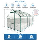 Supfirm 6x12 FT Polycarbonate Greenhouse Raised Base and Anchor Aluminum Heavy Duty Walk-in Greenhouses for Outdoor Backyard in All Season