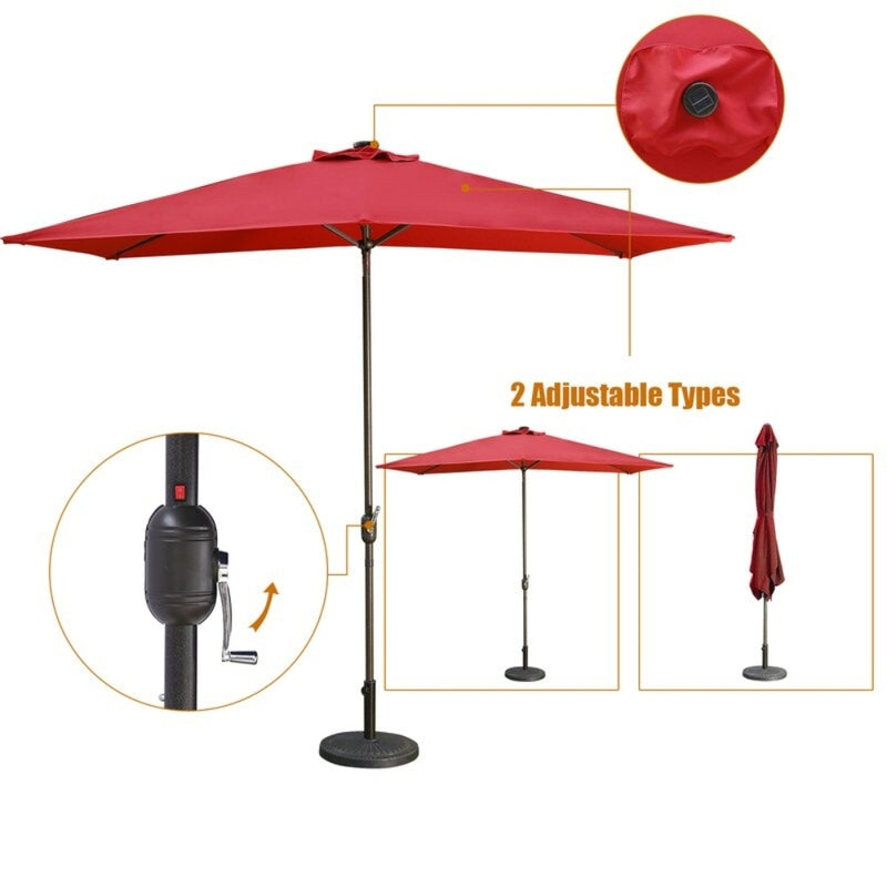 Supfirm Support Dropshipping Led Red Garden Outdoor Adjustable Title 10 Ft Patio Umbrella With Solar Lights