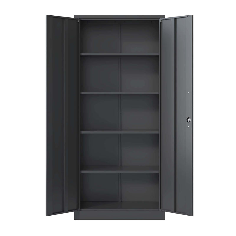 Supfirm 71"H Metal Garage Storage Cabinet, Black Tool Steel Locking Cabinet with Doors and 4 Shelves, Tall Cabinets for Garage Storage Systems Lockable File Cabinet for Home Office, Classroom/Pantry