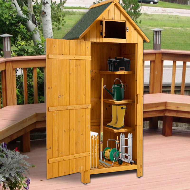 Supfirm 30.3"L X 21.3"W X 70.5"H Outdoor Storage Cabinet Tool Shed Wooden Garden Shed  Natural