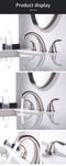 Supfirm Brushed Nickel Widespread Bathroom Faucet, Waterfall Bathroom Faucets for Sink 3 Hole, 2-Handles Modern Vanity Faucet with Pop Up Drain Assembly and Lead-Free Supply Hose,8-Inch