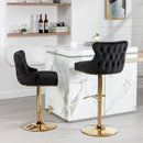 Seat Wide19.3 inches,Golden Swivel Velvet Barstools Adjusatble Seat Height from 25~33 Inch, Wing-Back Upholstered Bar Stools with Backs Comfortable Tufted for Kitchen Island or Bar,Black,Set of 2 - Supfirm