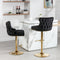 Seat Wide19.3 inches,Golden Swivel Velvet Barstools Adjusatble Seat Height from 25~33 Inch, Wing-Back Upholstered Bar Stools with Backs Comfortable Tufted for Kitchen Island or Bar,Black,Set of 2 - Supfirm