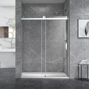 Supfirm 72*76" Single Sliding Frameless Shower Door Brushed Nickel With Buffer