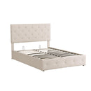 Full size Upholstered Platform bed with a Hydraulic Storage System - Beige - Supfirm