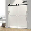 Supfirm 72*76" Double Sliding Frameless Shower Door Matte Black With Buffer