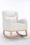 Supfirm 049-Teddy Fabric Rocking Chair With Packet Wood Legs,Ivory