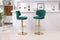 Modern Barstools Bar Height, Swivel Velvet Bar Stool Counter Height Bar Chairs Seat Adjustable Tufted Stool with Back& Footrest for Home Bar Kitchen Island Chair (Emerald, Set of 2) - Supfirm