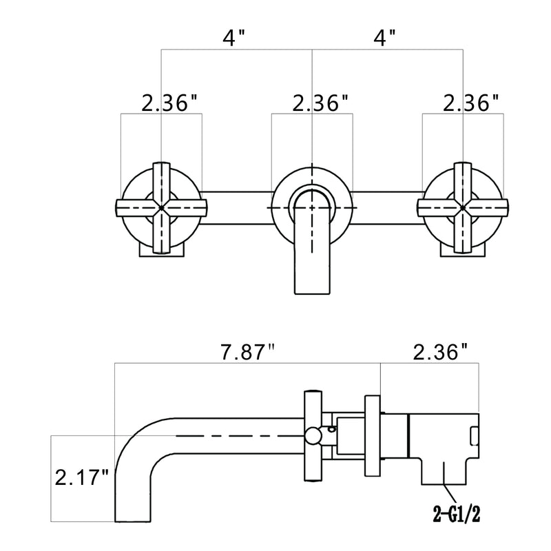 Supfirm Double Handle Wall Mount Bathroom Faucet Brushed Gold