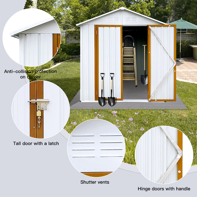 Supfirm Outdoor storage sheds 4FTx6FT Apex roof White+Yellow