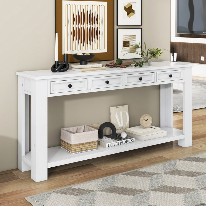 Supfirm TREXM Console Table/Sofa Table with Storage Drawers and Bottom Shelf for Entryway Hallway(Antique White)