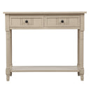 Supfirm TREXM Daisy Series Console Table Traditional Design with Two Drawers and Bottom Shelf (Retro Grey)