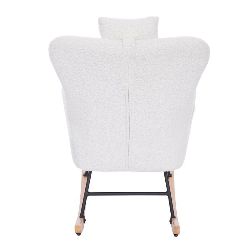 Supfirm Teddy Upholstered Nursery Rocking Chair for Living Room Bedroom(WHITE Teddy)