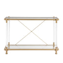 Supfirm 43.31'' Golden Glass Sofa Table, Acrylic Side Table, Console Table for Living Roome& Bedroom