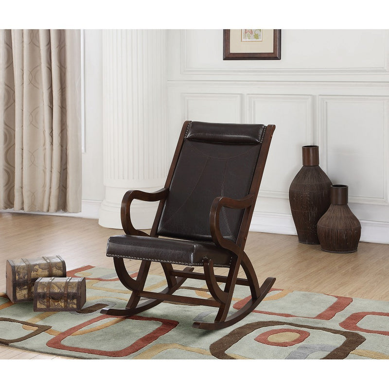 Supfirm ACME Triton Rocking Chair in Espresso PU & Walnut 59535