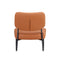 Supfirm PU material cushioned rocking chair, unique rocking chair, cushioned seat, brown backrest rocking chair, black metal legs. Comfortable side chairs in the living room, bedroom, and office