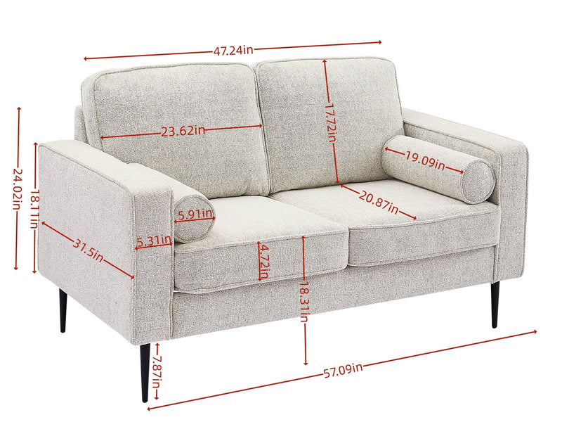 Living Room Upholstered Sofa with high-tech Fabric Surface/ Chesterfield Tufted Fabric Sofa Couch, Large-White. - Supfirm