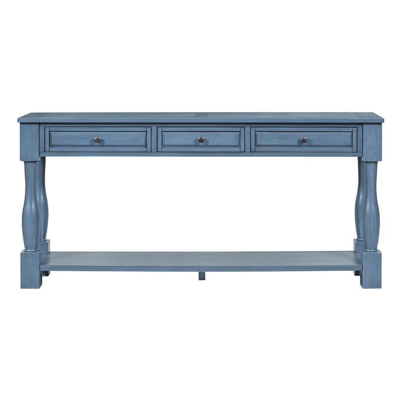 Supfirm TREXM Console Table 63" Long Console Table with Drawers and Shelf for Entryway, Hallway, Living Room (Navy, OLD SKU: WF299371AAM)