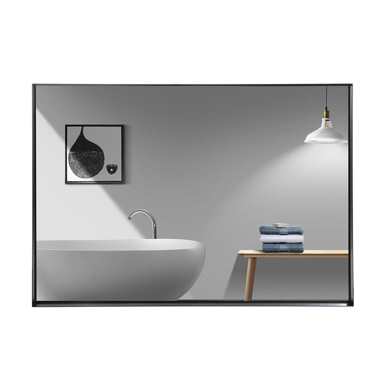 40x30inch Glossy Black Bathroom Mirrors For Wall Rectangle Vanity Mirror Corner Hangs Farmhouse Mirror Modern Metal Framed Rectangular Mirror, Decorative Square Corner Mirror(Horizontal & Vertical) - Supfirm