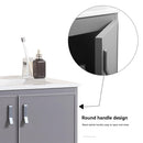 Supfirm 24' Metal Wall Mounted Bathroom Vanity with White sink,Two Metal Soft Close Cabinet Doors, Metal,Excluding faucets,Grey - Supfirm