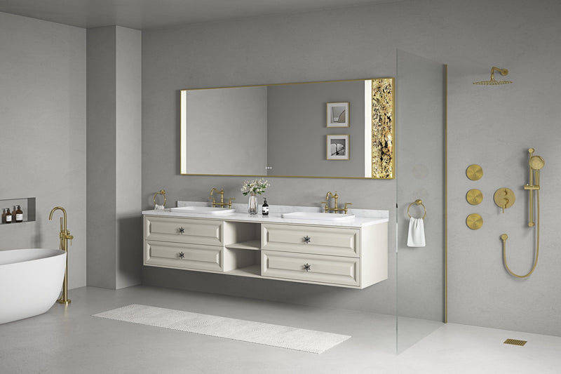 96*23*21in Wall Hung Doulble Sink Bath Vanity Cabinet Only in Bathroom Vanities without Tops - Supfirm