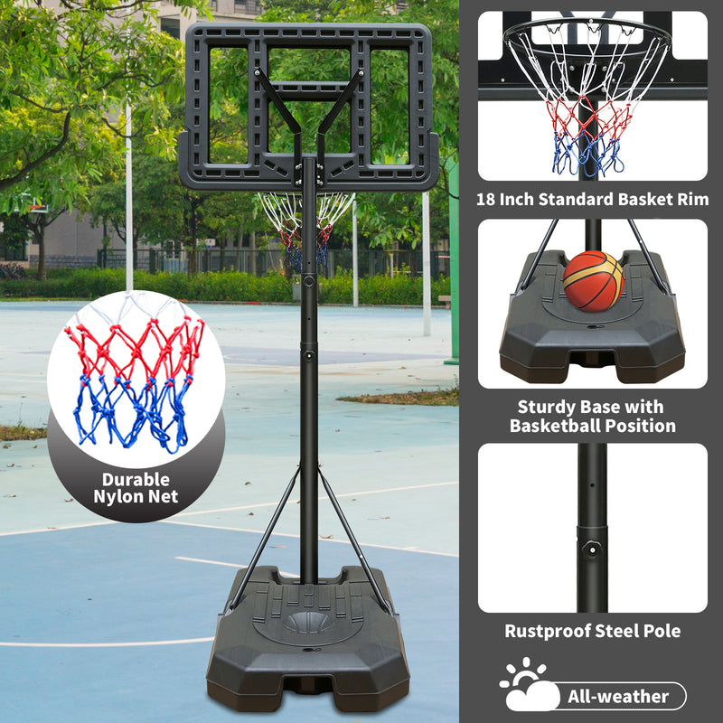 Supfirm Portable Basketball Hoop Height Adjustable basketball hoop stand 6.6ft - 10ft with 44 Inch Backboard and Wheels for Adults Teens Outdoor Indoor