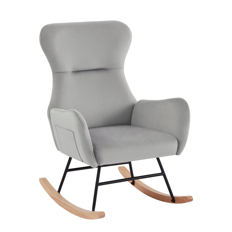 Supfirm Grey velvet rocking chair