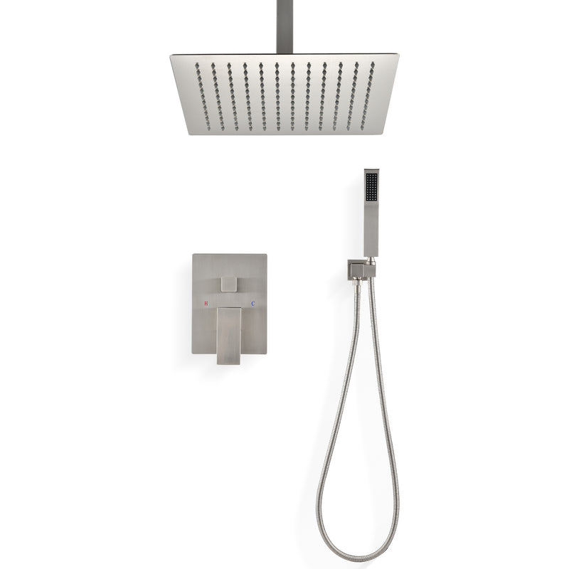 Supfirm Ceiling Mounted Shower System Combo Set with Handheld and 16"Shower head