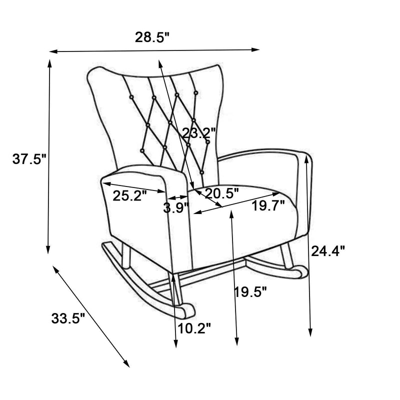 Supfirm Baby Room High Back Rocking Chair Nursery Chair , Comfortable Rocker Fabric Padded Seat ,Modern High Back Armchair