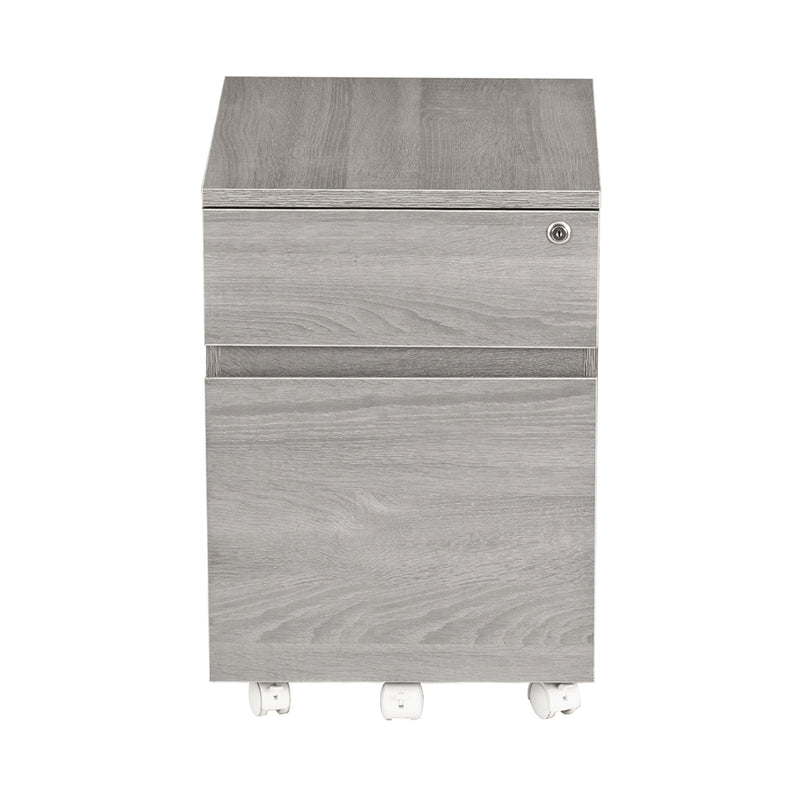 Supfirm Rolling Two Drawer Vertical Filing Cabinet with Lock and Storage, Grey