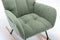 Supfirm Rocking Chair with Pocket, Soft Teddy Fabric Rocking Chair for Nursery, Comfy Wingback Glider Rocker with Safe Solid Wood Base for Living Room Bedroom Balcony (green)