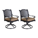 Supfirm Patio Outdoor Dining Swivel Rocker Chairs With Cushion, Set of 2, Dupione Brown