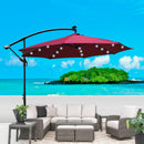 Supfirm 10 ft Outdoor Patio Umbrella Solar Powered LED Lighted Sun Shade Market Waterproof 8 Ribs Umbrella with Crank and Cross Base for Garden Deck Backyard Pool Shade Outside Deck Swimming Pool