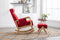 Supfirm COOLMORE Rocking Chair With Ottoman, Mid-Century Modern Upholstered Fabric Rocking Armchair, Rocking Chair Nursery with Thick Padded Cushion, High Backrest Accent Glider Rocker Chair for Living Room