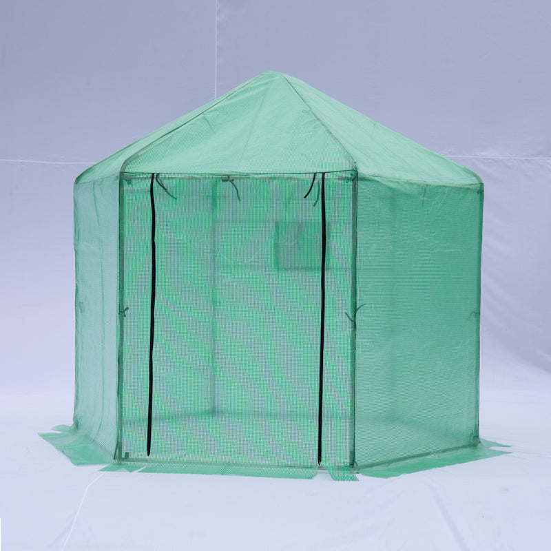 Supfirm Walk-in Greenhouse Hexagonal Upgrade Reinforced Frame Heavy Duty Plastic Greenhouse Reinforced Thickened Waterproof Insulation(9.2*8.1 ft)