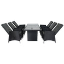 Supfirm 7 Piece Outdoor Patio Wicker Dining Set Patio With Adjustable Backrest  Black Wicker + Dark Grey Cushion