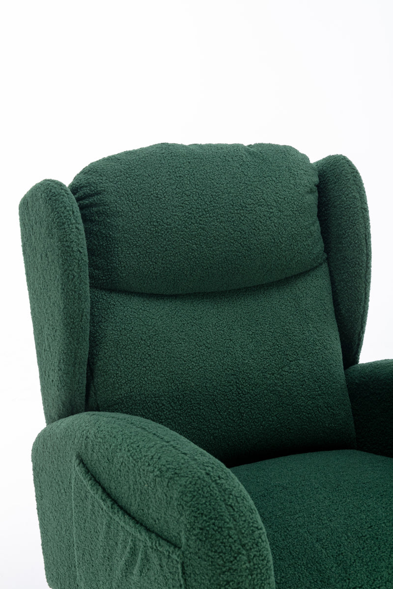 Supfirm 049-Teddy Fabric Rocking Chair With Packet Wood Legs,Green